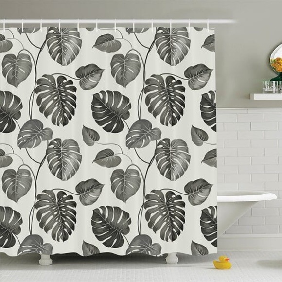 Ambesonne Bath Shower Curtain Tropical Monstera Leaves Print